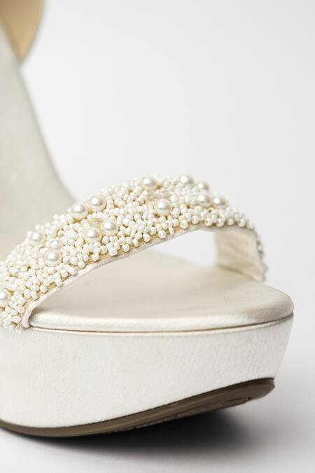 Shop_Sana K luxurious Footwear_White Pearls Khushi Embellished Heels 