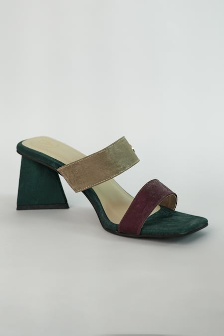 Sana K luxurious Footwear Color Block Dual Tone Strap Heels 