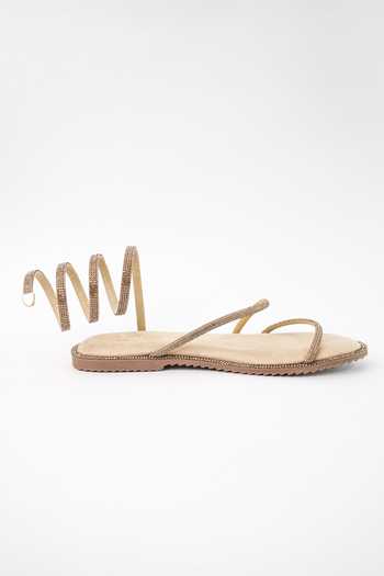 Buy_Sana K luxurious Footwear_Gold Embellished Pillow Walk Flats _Online_at_Aza_Fashions