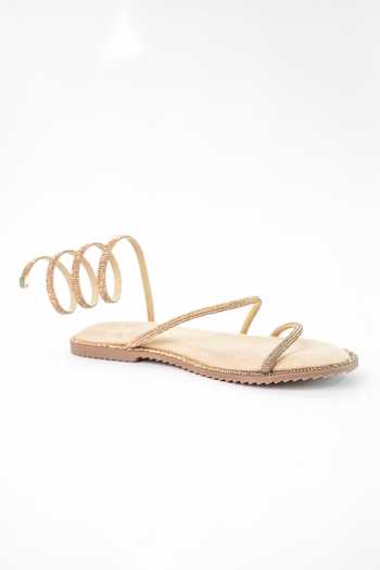 Buy_Sana K luxurious Footwear_Gold Embellished Pillow Walk Flats 
