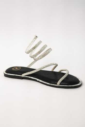 Buy Sana K luxurious Footwear Black Pillow Walk Embellished Flats Buy_Sana K luxurious Footwear_Black Pillow Walk Embellished Flats