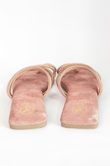 Sana K luxurious Footwear_Pink Asha Criss-cross Strap Flats _Online_at_Aza_Fashions