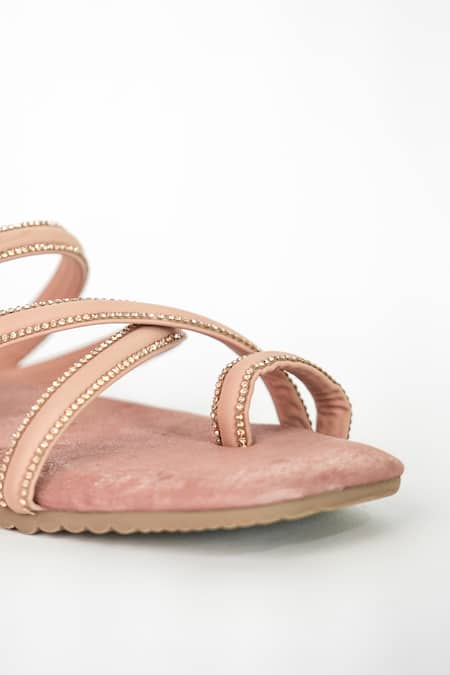 Sana K luxurious Footwear_Pink Asha Criss-cross Strap Flats _at_Aza_Fashions