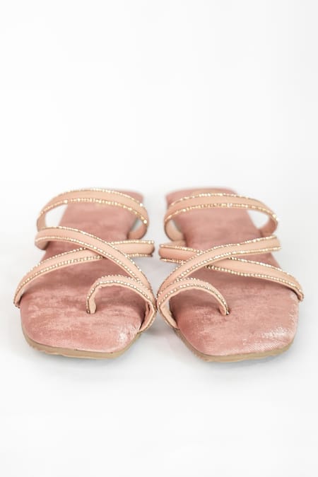 Shop_Sana K luxurious Footwear_Pink Asha Criss-cross Strap Flats 
