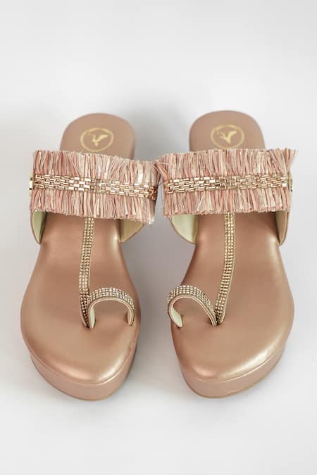 Sana K luxurious Footwear Tassel Strap Kolhapuri Wedges 