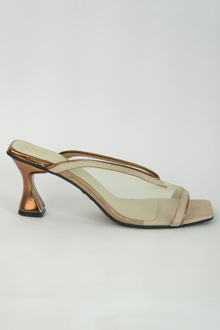 Buy_Sana K luxurious Footwear_Beige Shark Net Heels _Online_at_Aza_Fashions