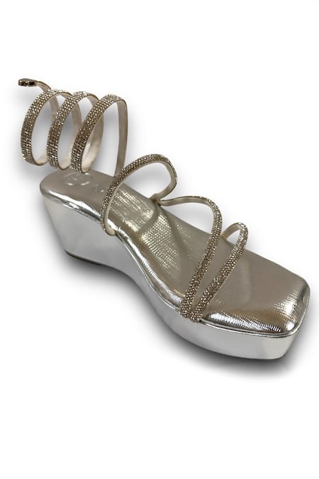 Sana K luxurious Footwear Embellished Spring Wedges 