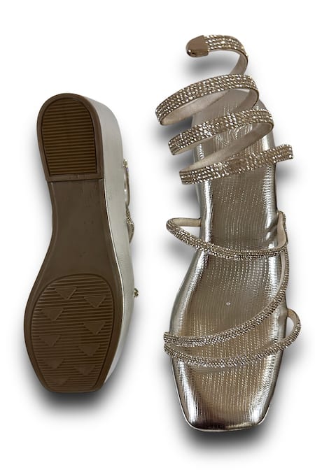 Sana K luxurious Footwear Embellished Spring Wedges 