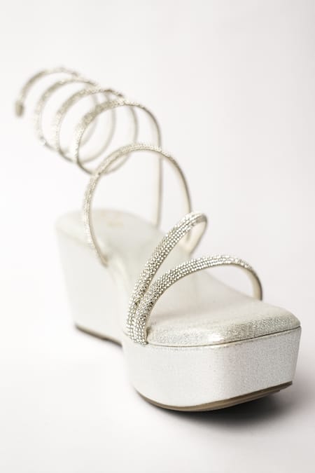 Sana K luxurious Footwear Diamante Embellished Spring Wedges 