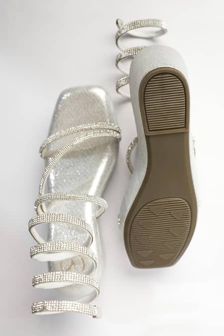 Sana K luxurious Footwear Diamante Embellished Spring Wedges 