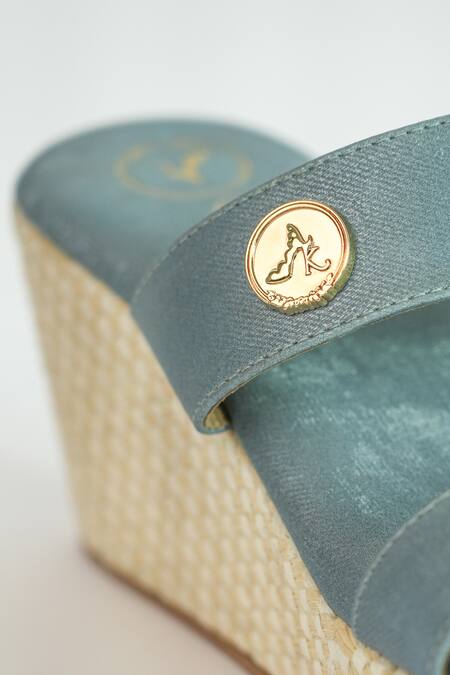 Shop_Sana K luxurious Footwear_Blue Brooches Dual Strap Wedges 