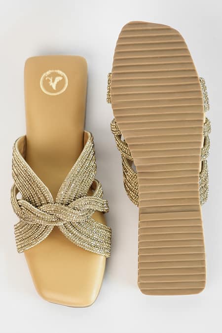 Sana K luxurious Footwear Twister Embellished Flats 