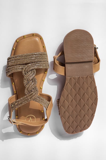 Sana K luxurious Footwear Twister Stud Embellished Flats 