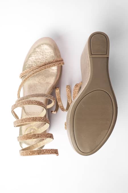 Sana K luxurious Footwear Rhinestone Embellished Gladiator Wedges 