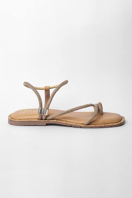 Buy_Sana K luxurious Footwear_Brown Malaika Embellished Flats 