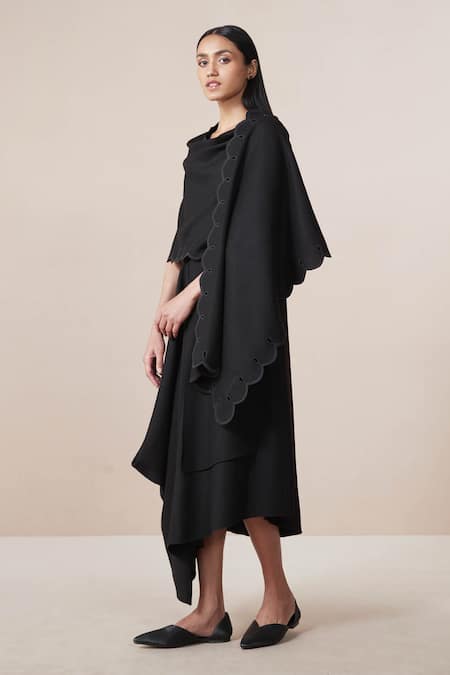 Shop Ampm Black Dahlia Wool Scarf at Aza Fashions Shop_Ampm_Black Dahlia Wool Scarf _at_Aza_Fashions