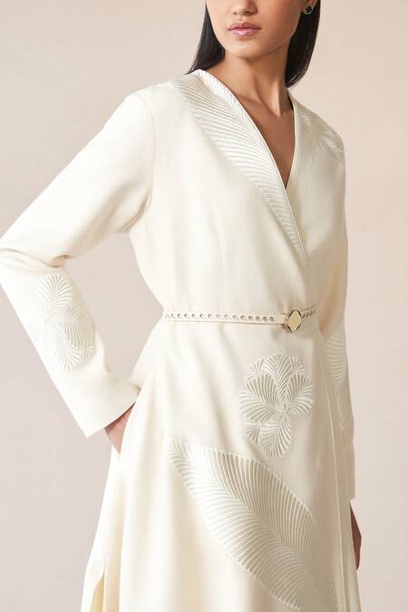 Buy Ampm Ivory Wool Embroidery V-neck Marwa Paan Motif Jacket And Skirt Set Online at Aza Fashions Buy_Ampm_Ivory Wool Embroidery V-neck Marwa Paan Motif Jacket And Skirt Set _Online_at_Aza_Fashions