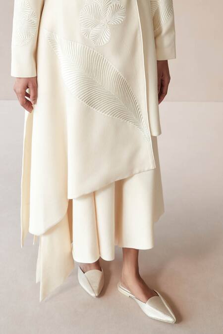 Shop Ampm Ivory Wool Embroidery V-neck Marwa Paan Motif Jacket And Skirt Set Online at Aza Fashions Shop_Ampm_Ivory Wool Embroidery V-neck Marwa Paan Motif Jacket And Skirt Set _Online_at_Aza_Fashions