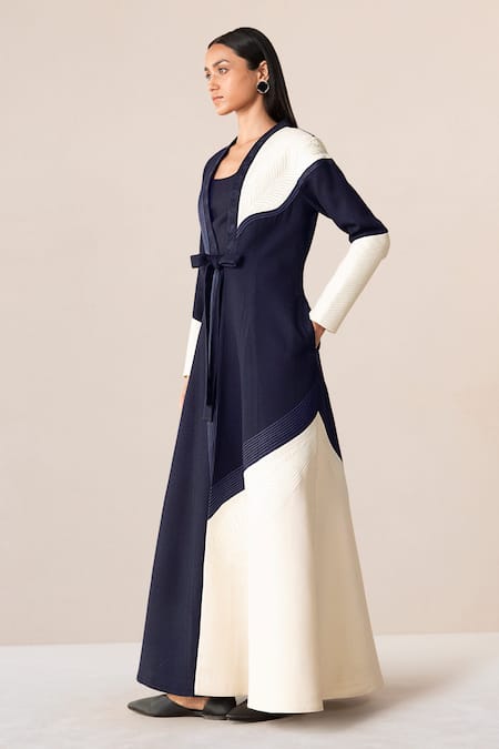 Buy Ampm Blue Wool Embroidery Open Neck Faiz Color Block Jacket Online at Aza Fashions Buy_Ampm_Blue Wool Embroidery Open Neck Faiz Color Block Jacket _Online_at_Aza_Fashions