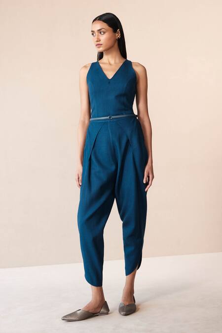 Ampm Blue Wool Alea Embroidered Cape With Dhoti Pant Set at Aza Fashions Ampm_Blue Wool Alea Embroidered Cape With Dhoti Pant Set _at_Aza_Fashions