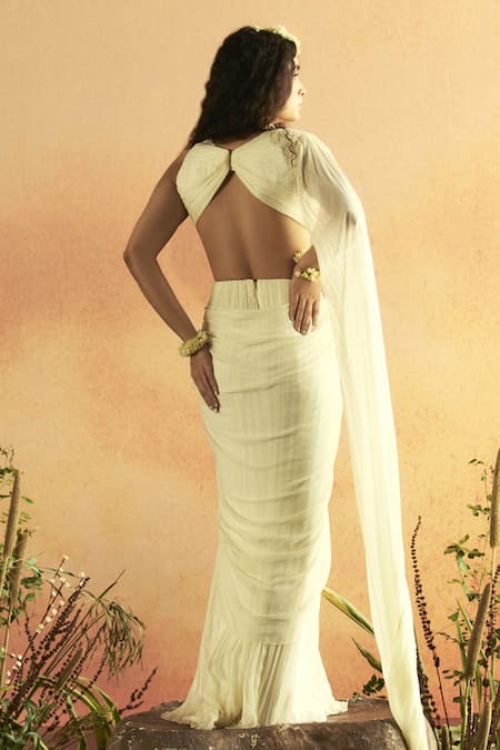 Zwaan Vani Pleated Waist Cutout Draped Gown 