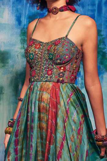 sachin and babi light blue dress Tie Dye Embroidered Sleeveless Boho Cami Midi Dress for women USA & Canada