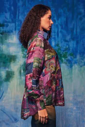 Buy CAPISVIRLEO Multi Color Silk Embroidery, Patchwork Collared Mehar Shirt Online at Aza Fashions Buy_CAPISVIRLEO_Multi Color Silk Embroidery, Patchwork Collared Mehar Shirt _Online_at_Aza_Fashions