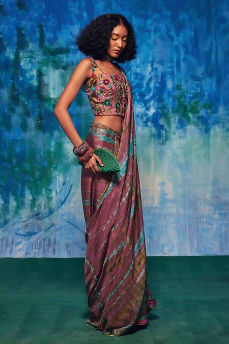 Buy Capisvirleo Multi Color Silk Tassels Aahana Tie-dye Saree Online at Aza Fashions Buy_Capisvirleo_Multi Color Silk Tassels Aahana Tie-dye Saree _Online_at_Aza_Fashions