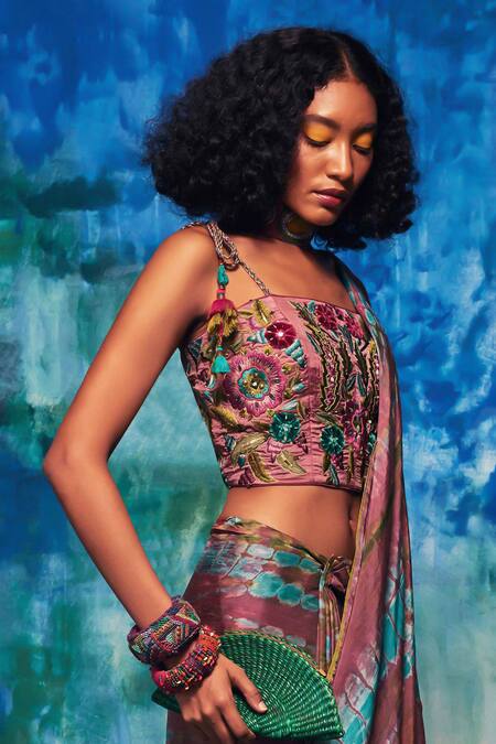 Capisvirleo_Multi Color Silk Embroidered Dori Square Aahana Blouse _Online_at_Aza_Fashions