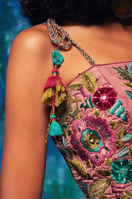 Capisvirleo_Multi Color Silk Embroidered Dori Square Aahana Blouse _at_Aza_Fashions