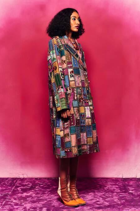 Buy Capisvirleo Multi Color Silk Embroidery, Patchwork Taliah Trench Coat Online at Aza Fashions Buy_Capisvirleo_Multi Color Silk Embroidery, Patchwork Taliah Trench Coat _Online_at_Aza_Fashions