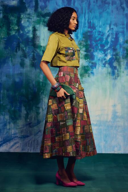 Buy_Capisvirleo_Multi Color Silk Patchwork Althea Skirt _Online_at_Aza_Fashions