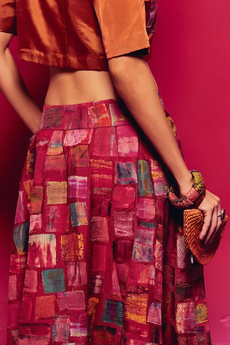 Buy_Capisvirleo_Multi Color Silk Althea Patchwork Detailed Skirt 