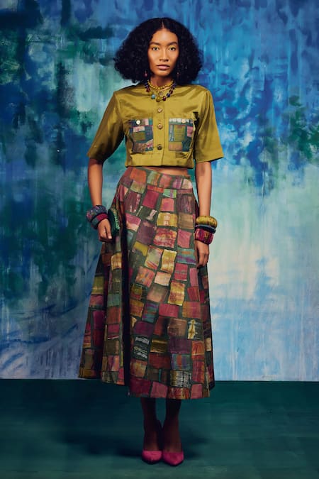 Capisvirleo Althea Patchwork Skirt With Cropped Shirt 