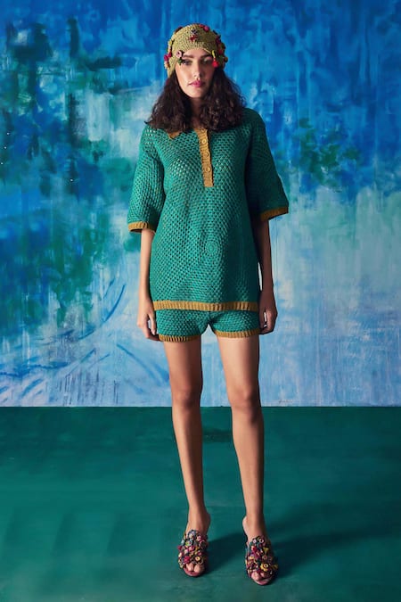 Capisvirleo Mirella Hand Crochet Shirt With Shorts 