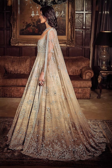Matsya Beige Silk, Net Beads, The Starlight Dori Embroidered Anarkali With Dupatta Online at Aza Fashions Matsya_Beige Silk, Net Beads, The Starlight Dori Embroidered Anarkali With Dupatta _Online_at_Aza_Fashions