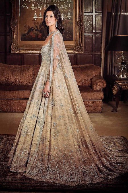 Buy Matsya Beige Silk, Net Beads, The Starlight Dori Embroidered Anarkali With Dupatta Online at Aza Fashions Buy_Matsya_Beige Silk, Net Beads, The Starlight Dori Embroidered Anarkali With Dupatta _Online_at_Aza_Fashions