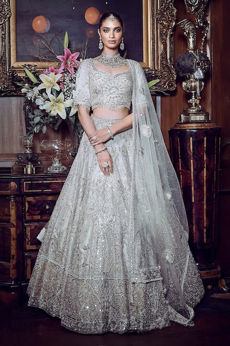 MATSYA The Sona Chandi Zardozi Work Bridal Lehenga Set 