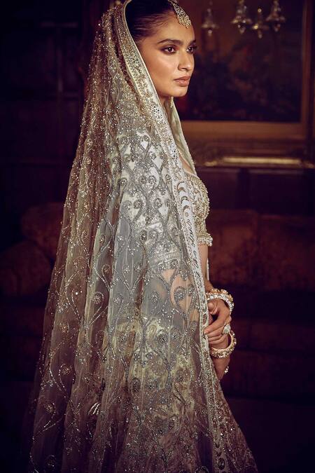 Matsya Green Silk, Organza Embroidery, Beads, Sequins, The Morbagh Bridal Lehenga Set Online at Aza Fashions Matsya_Green Silk, Organza Embroidery, Beads, Sequins, The Morbagh Bridal Lehenga Set _Online_at_Aza_Fashions