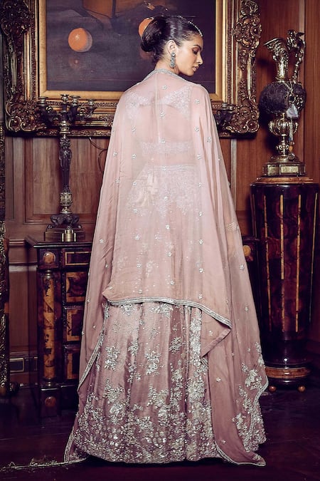 Matsya French Rose Aurum Embroidered Bridal Lehenga Set 