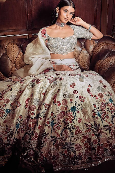 Matsya The Royal Satire Raw Silk Embroidered Bridal Lehenga Set 