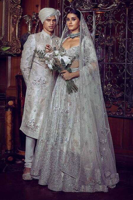 Shop Matsya Off White Tissue, Net Zari, The Starlight Ponds Wonder Bridal Lehenga Set Online at Aza Fashions Shop_Matsya_Off White Tissue, Net Zari, The Starlight Ponds Wonder Bridal Lehenga Set _Online_at_Aza_Fashions