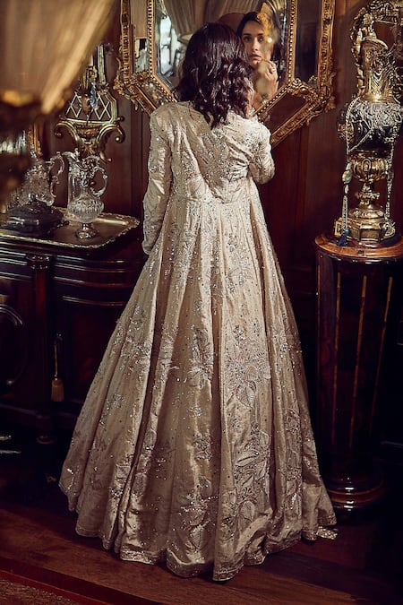 Matsya The Starlight Floral Patchwork Embroidered Jacket Lehenga Set 