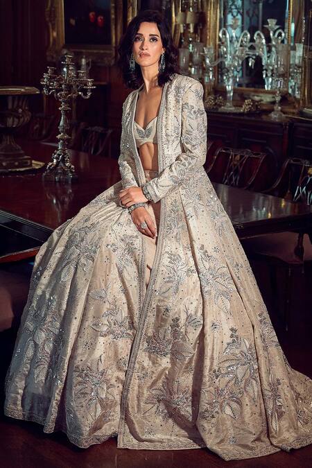 Buy Matsya Gold Tissue, The Starlight Floral Patchwork Embroidered Jacket Lehenga Set Online at Aza Fashions Buy_Matsya_Gold Tissue, The Starlight Floral Patchwork Embroidered Jacket Lehenga Set _Online_at_Aza_Fashions