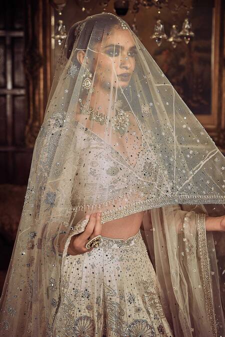 Buy Matsya Off White Silk, Net Embroidery, Sequins, The Kamalbagh Aurum Bridal Lehenga Set Buy_Matsya_Off White Silk, Net Embroidery, Sequins, The Kamalbagh Aurum Bridal Lehenga Set