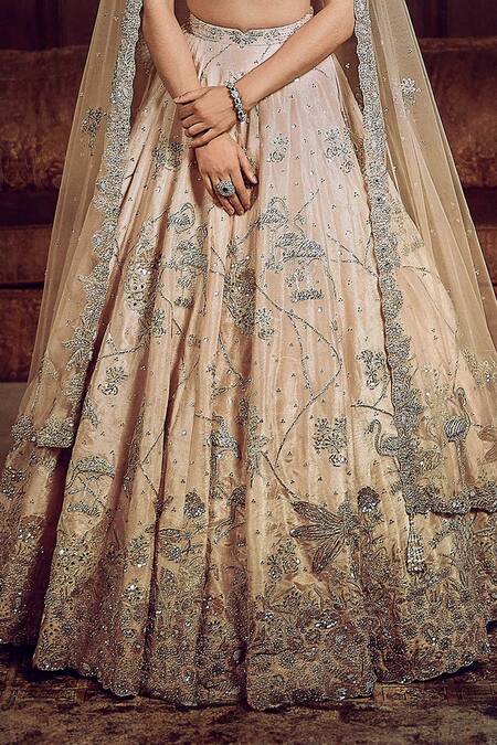 Buy Matsya Beige Tissue, Net Embroidery, The Flamingo Landscape Bridal Lehenga Set Online at Aza Fashions Buy_Matsya_Beige Tissue, Net Embroidery, The Flamingo Landscape Bridal Lehenga Set _Online_at_Aza_Fashions