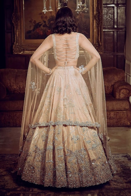 Matsya The Flamingo Landscape Embroidered Bridal Lehenga Set 