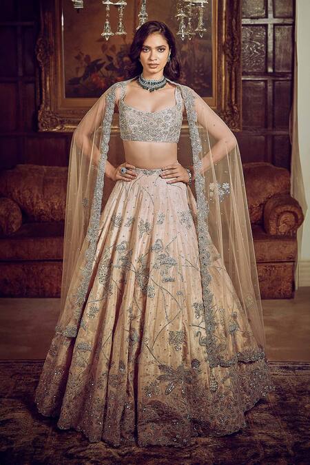 Matsya Beige Tissue, Net Embroidery, The Flamingo Landscape Bridal Lehenga Set at Aza Fashions Matsya_Beige Tissue, Net Embroidery, The Flamingo Landscape Bridal Lehenga Set _at_Aza_Fashions