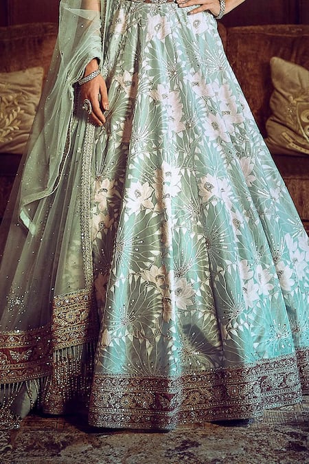 Buy Matsya Pink Velvet, Net, Tissue Sequins, Water Lilies Embroidered Bridal Lehenga Set Online at Aza Fashions Buy_Matsya_Pink Velvet, Net, Tissue Sequins, Water Lilies Embroidered Bridal Lehenga Set _Online_at_Aza_Fashions