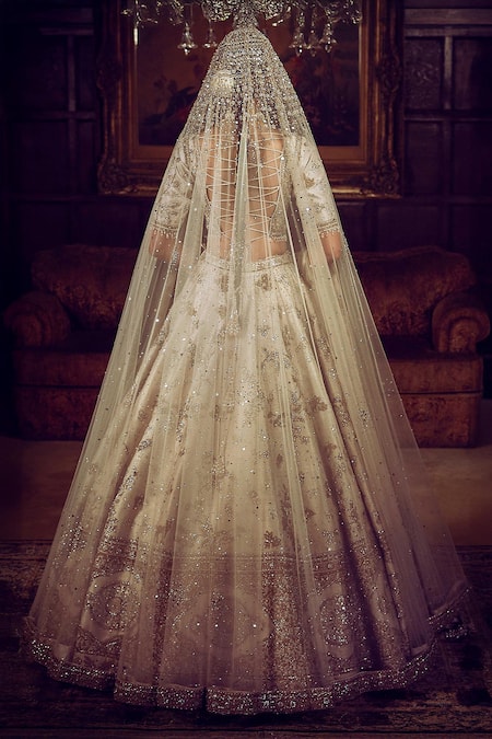 Matsya The Masai Landscape Aurum Aged Embroidered Bridal Lehenga Set 